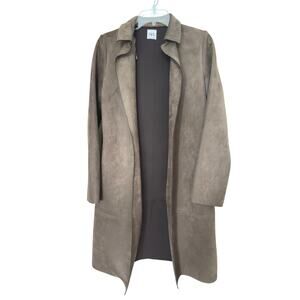 Zara Faux Suede Long Coat Size Small Brown
